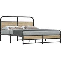 Bed Frame Without Mattress 150x200 cm Smoked Oak Engineered Wood