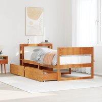 Berkfield Home Bed Frame without Mattress Wax Brown 75x190 cm Small Single Solid Wood Pine