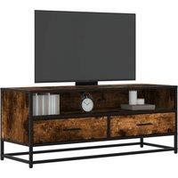 TV Cabinet Smoked Oak 100x34.5x40 cm Engineered Wood and Metal