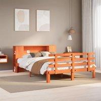 Bookcase Bed without Mattress Wax Brown 160x200cm Solid Wood Pine