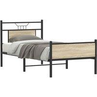 Berkfield Home Bed Frame without Mattress Sonoma Oak 90x190 cm Single Engineered Wood in Brown