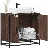 Berkfield Home Bathroom Sink Cabinet Brown Oak 65x33x60 cm Engineered Wood | Size: 65 x 33 x 60 cm