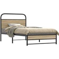 Bed Frame Without Mattress 100x190 cm Smoked Oak Engineered Wood