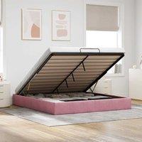 Ottoman Bed Frame No Mattress Pink 200x200 cm Velvet