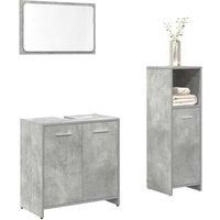 Berkfield Home 3 Piece Bathroom Furniture Set Concrete Grey Engineered Wood
