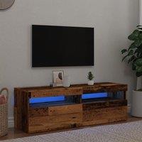 Berkfield Home TV Cabinet with LED Lights Old Wood 120x35x40 cm Engineered Wood in Brown | Size: 120 x 35 x 40 cm