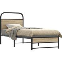 Berkfield Home Bed Frame Without Mattress 75x190 cm Smoked Oak Engineered Wood in Brown