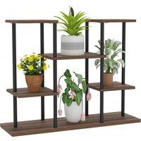 OUTSUNNY 4 Tiered Indoor Plant Stand Display Rack, Carbonised Finish in Brown