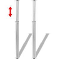 Berkfield Home 2 Telescopic Table Legs Brushed Nickel 710 mm-1100 mm in Silver