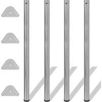 4 Height Adjustable Table Legs Brushed Nickel 1100 mm