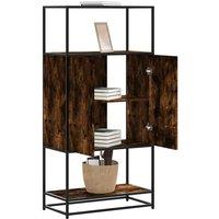 Berkfield Home Highboard Smoked Oak 68x35x139 cm Engineered Wood & Metal in Brown | Size: 68 x 35 x 139 cm