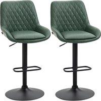 HOMCOM PU Leather Padded Bar Stools Set of 2 with Metal Base in Green