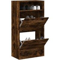 Berkfield Home Shoe Cabinet Smoked Oak 60x34x116 Engineered Wood in Brown