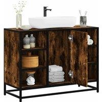 Bathroom Sink Cabinet Smoked Oak 80x33x60 cm Engineered Wood