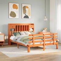 Bookcase Bed without Mattress Wax Brown 150x200 cm King Solid Wood Pine