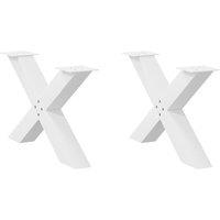 Berkfield Home Coffee Table Legs X-Shaped 2 pcs White 70x(42-43) cm Steel