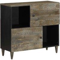 Berkfield Home Sideboard 80x33x75 cm Solid Wood Mango in Black | Size: 80 x 33 x 75 cm
