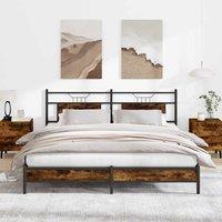 Berkfield Home Bed Frame without Mattress Smoked Oak 160x200 cm Engineered Wood in Brown