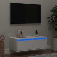 Berkfield Home TV Cabinet with LED Lights White 75x35.5x25 cm