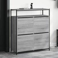 Berkfield Home Shoe Cabinet with 4 Flip-Drawers Grey Sonoma 100x34x112 cm | Size: 100 x 34 x 112 cm