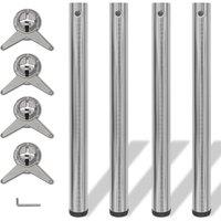 Berkfield Home 4 Height Adjustable Table Legs Brushed Nickel 710 mm in Silver