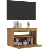 Berkfield Home TV Cabinet with LED Lights Artisan Oak 60x35x40 cm Engineered Wood in Brown | Size: 60 x 35 x 40 cm