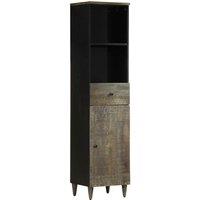 Berkfield Home Bathroom Cabinet 38x33x160 cm Solid Wood Mango in Black | Size: 38 x 33 x 160 cm