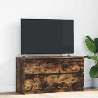 Berkfield Home TV Cabinet Smoked Oak 100x35x54 cm Engineered Wood in Brown | Size: 100 x 35 x 54 cm