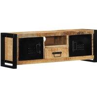 TV Cabinet 100x30x35 cm Solid Rough Wood Mango