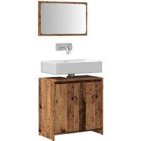 Berkfield Home 2 Piece Bathroom Furniture Set Old Wood Engineered Wood in Brown