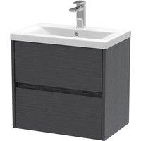 Balterley Square Wall Hung 2 Drawer Vanity Unit & Basin, 600mm Graphite Grey