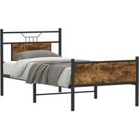 Bed Frame without Mattress Smoked Oak 75x190 cm Small Single Engineered Wood