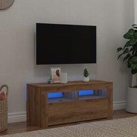 Berkfield Home TV Cabinet with LED Lights Artisan Oak 90x35x40 cm Engineered Wood | Size: 90 x 35 x 40 cm