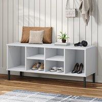 Berkfield Home Shoe Rack with Metal Legs White 106x35x45 cm Solid Wood OSLO | Size: 106 x 35 x 45 cm