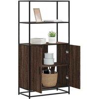 Highboard Brown Oak 68x35x139 cm Engineered Wood and Metal