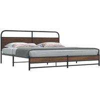 Berkfield Home Metal Bed Frame without Mattress Brown Oak 200x200 cm