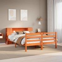 Bookcase Bed without Mattress Wax Brown 160x200 cm Solid Wood Pine