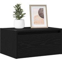Berkfield Home Wall-mounted Bedside Cabinet with LED Lights Black Oak