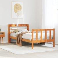 Berkfield Home Bed Frame with Headboard without Mattress Wax Brown 75x190 cm Small Single