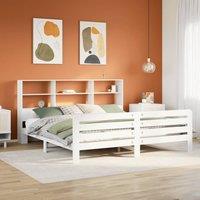 Bed Frame without Mattress White 200x200 cm Solid Wood Pine