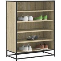 Berkfield Home Shoe Cabinet Sonoma Oak 75x38x97.5 cm Engineered Wood & Metal in Brown