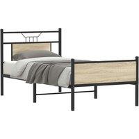 Bed Frame without Mattress Sonoma Oak 75x190 cm Small Single Engineered Wood