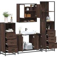 4Piece Bathroom Furniture SetBrown Oak Engineered Wood