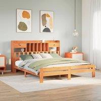 Bookcase Bed without Mattress Wax Brown 180x200 cm Super King Solid Wood Pine