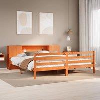 Berkfield Home Bookcase Bed without Mattress Wax Brown 200x200 cm Solid Wood Pine