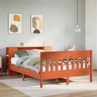 Bookcase Bed without Mattress Wax Brown 135x190 cm Double Solid Wood Pine