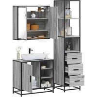 3 Piece Bathroom Furniture Set Grey Sonoma Engineered Wood