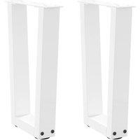 Dining Table Legs V-Shape 2 pcs White 38x(42-43.3) cm Steel