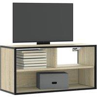 Berkfield Home TV Cabinet Sonoma Oak 80x31x39.5 cm Engineered Wood & Metal in Brown