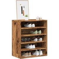 Berkfield Home Shoe Cabinet Old Wood 60x35x70 cm Engineered Wood in Brown | Size: 60 x 35 x 70 cm